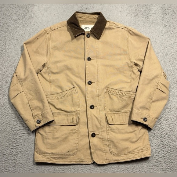 Orvis Barn‎ Coat Field Jacket chore canvas tan beige brown khaki fall winter XXL